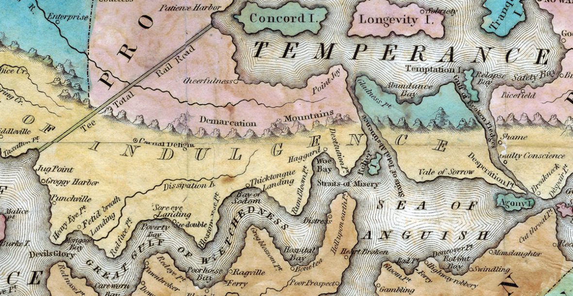 "Temperance Map" by John Christian Wiltberger, Jr., 1838. Cornell University – PJ Mode Collection of Persuasive Cartography.